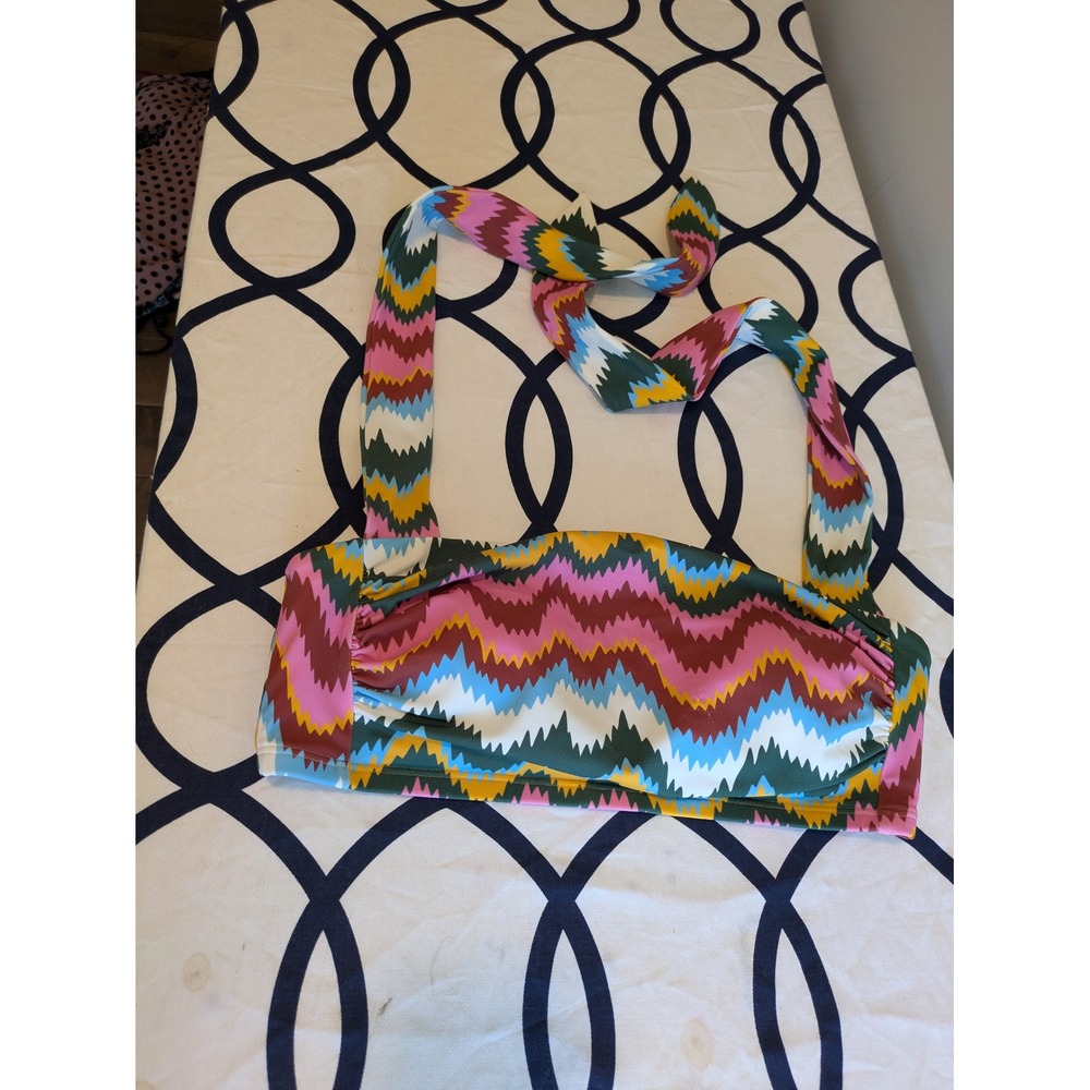 Boden Multicolor Chevron Zigzag Halter Bandeau Bikini Top Size US 8 UK 12 S0426